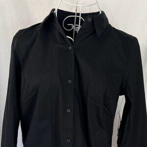 NWT Nine West Black Button Down Long Sleeve Shirt